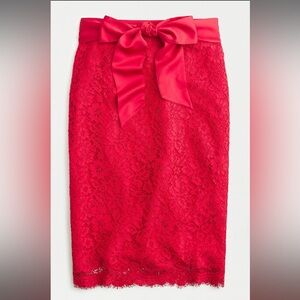 J CREW RED PINTUCKED LACE WITH SILK TIE SIZE 6 NWT